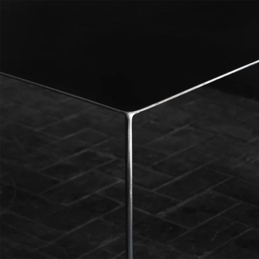 Contemporary Acier Black Coffee Table in handcrafted Steel For Sale