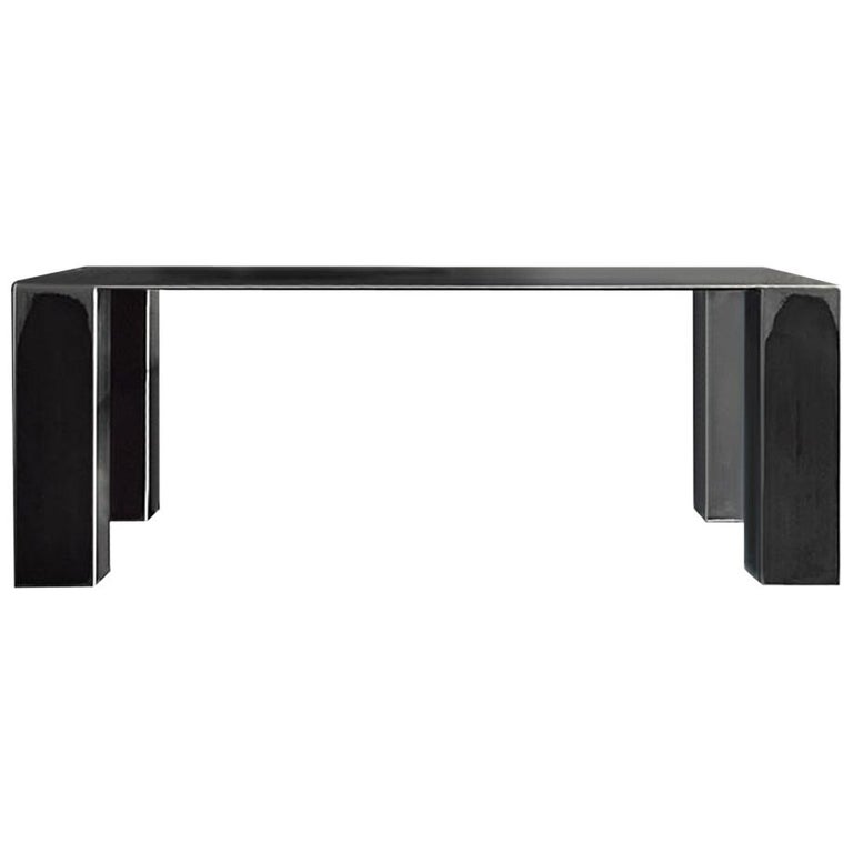 Acier Dark Dining Table in Handcrafted Steel For Sale at 1stDibs