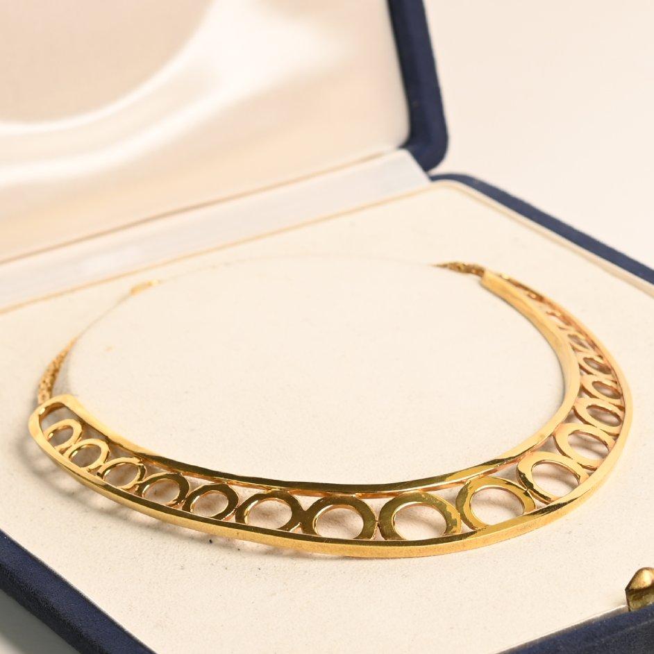 Art Deco A.Cipullo Collar Link Necklace, 18k Yellow Gold For Sale