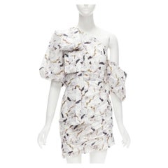 ACLER Maves white floral print bow off shoulder puff sleeve dress US2 XS