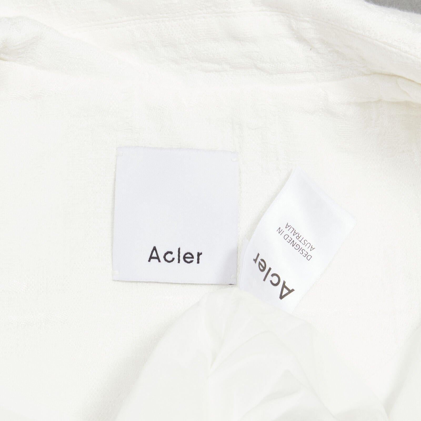 ACLER blanco bordado ojal manga abullonada con cinturón vestido doble US2 XS en venta 5