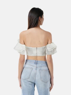 Acler White Off Shoulder Ruffle Top Size XS