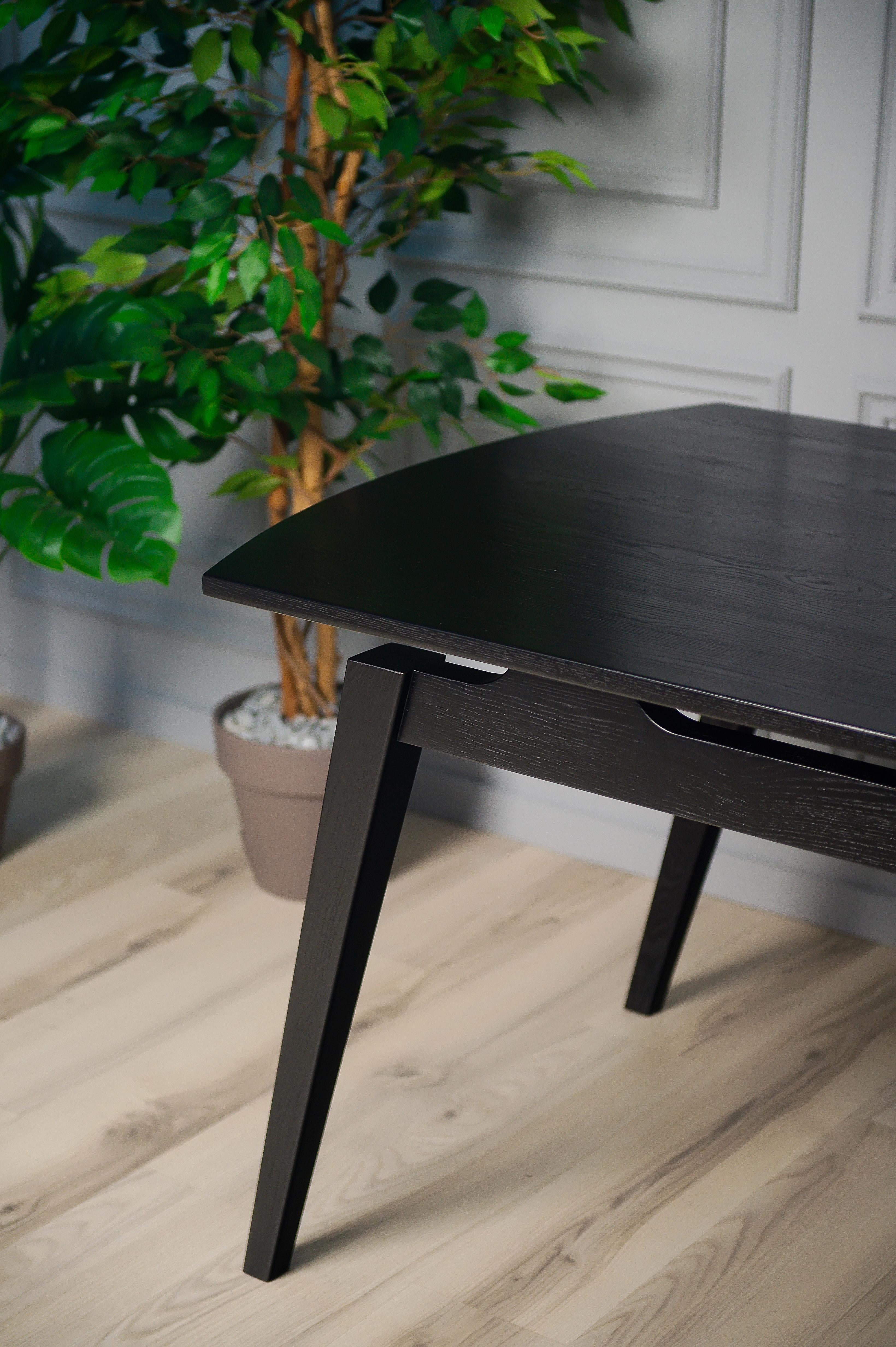 Moldovan Acline Black Wood Dining Table For Sale