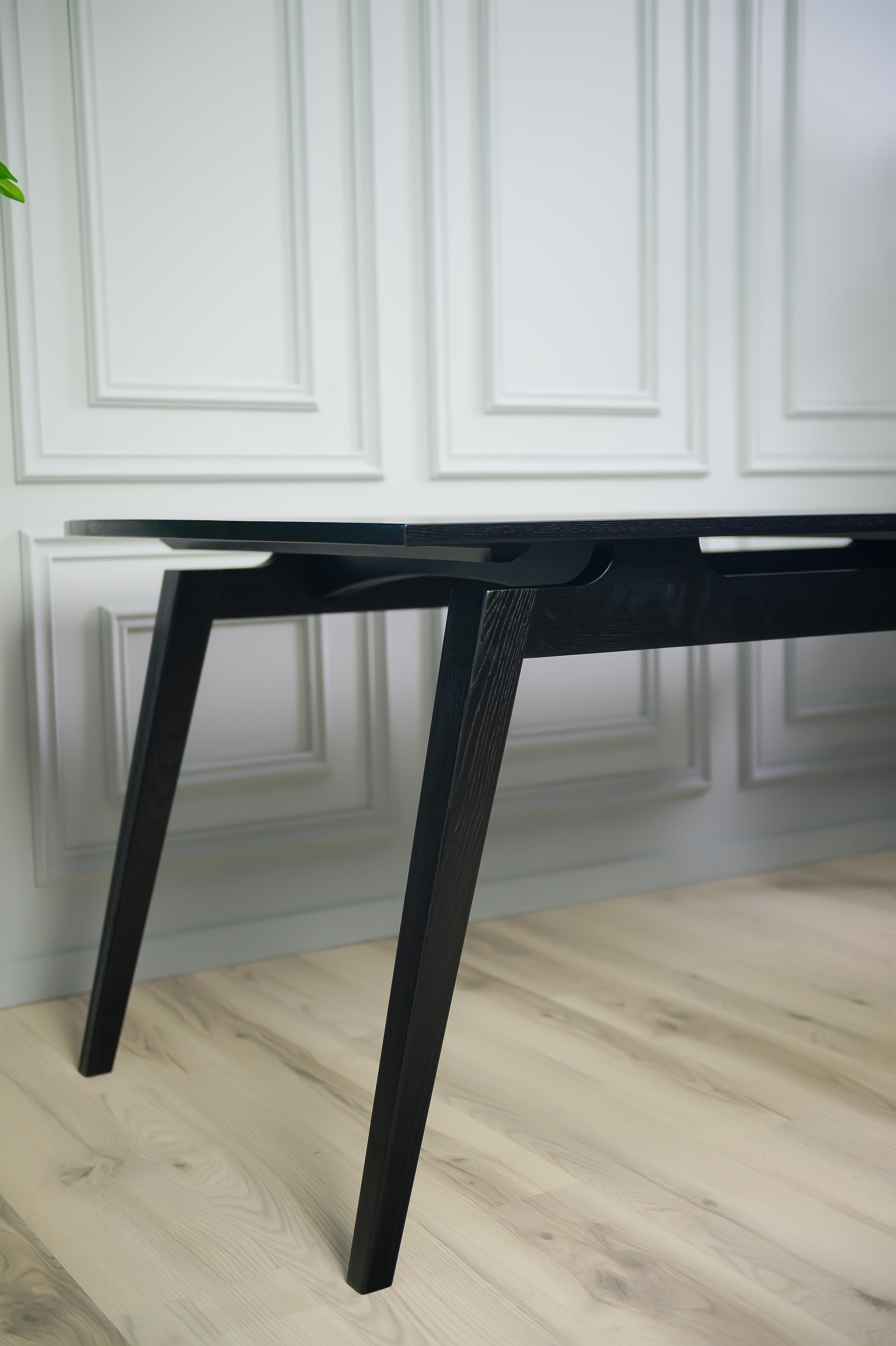 Acline Black Wood Dining Table In New Condition For Sale In Naperville, IL
