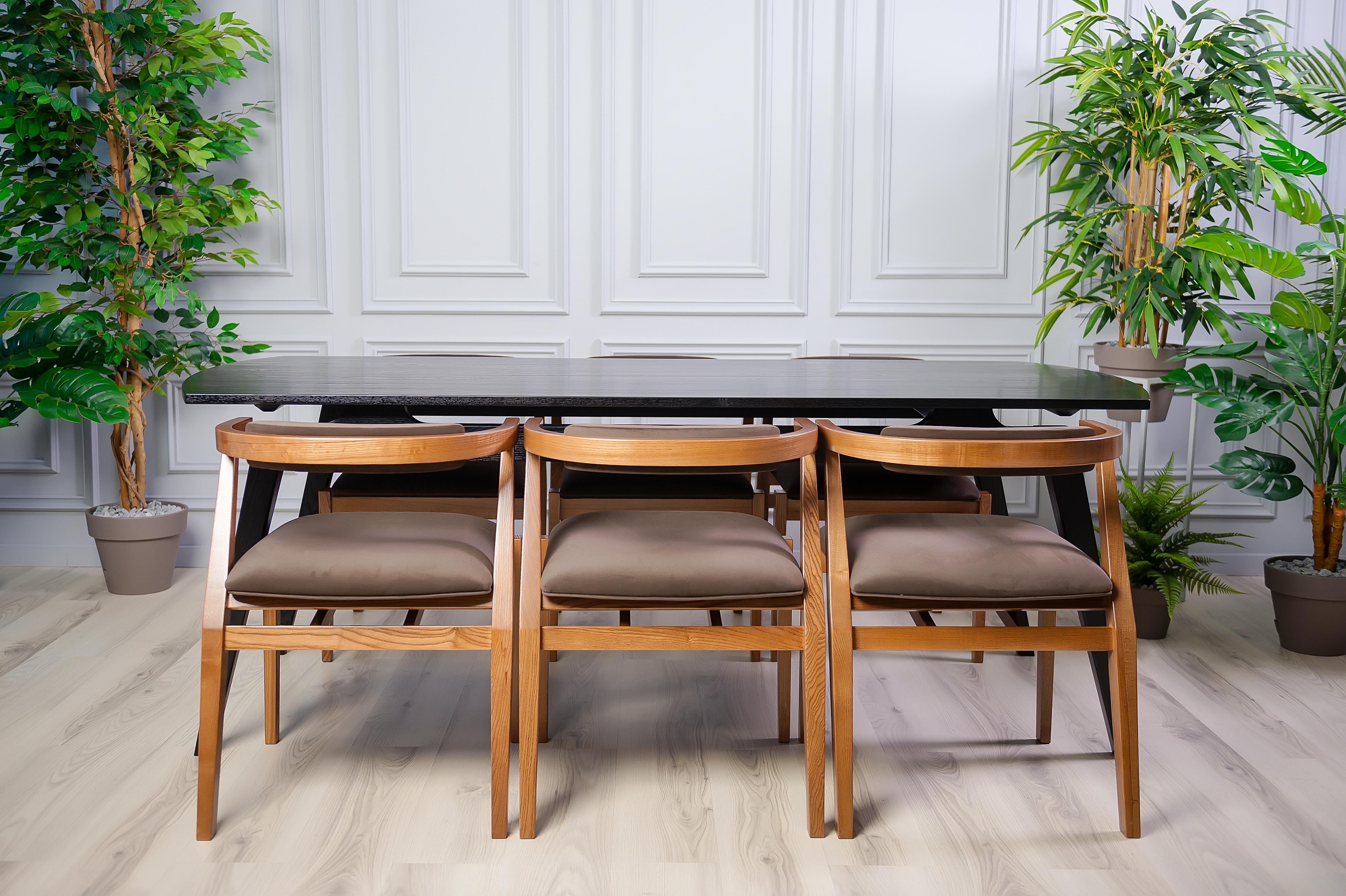 Acline Black Wood Dining Table For Sale 1