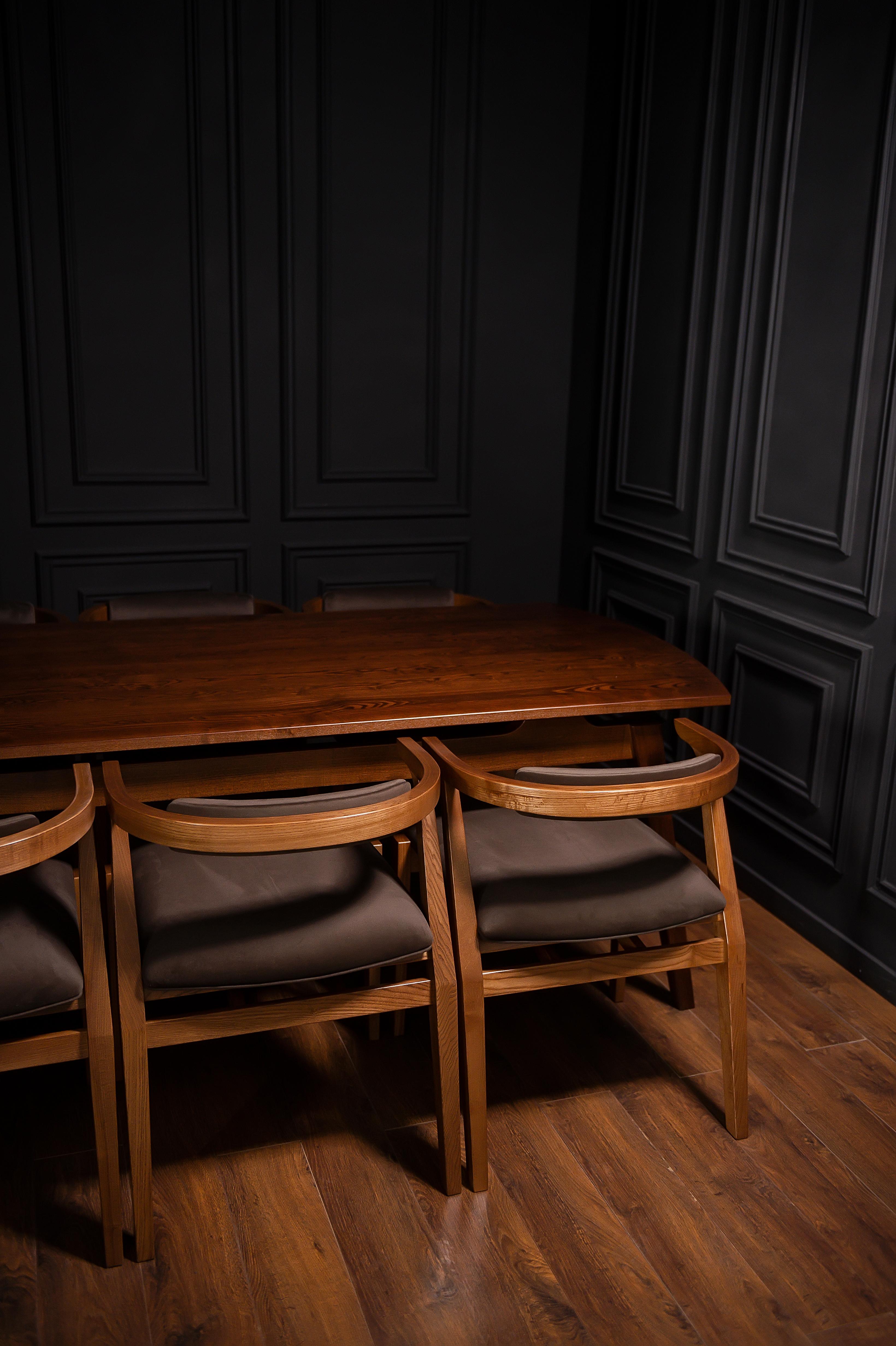 Table à manger Acline en bois massif brun en vente 3