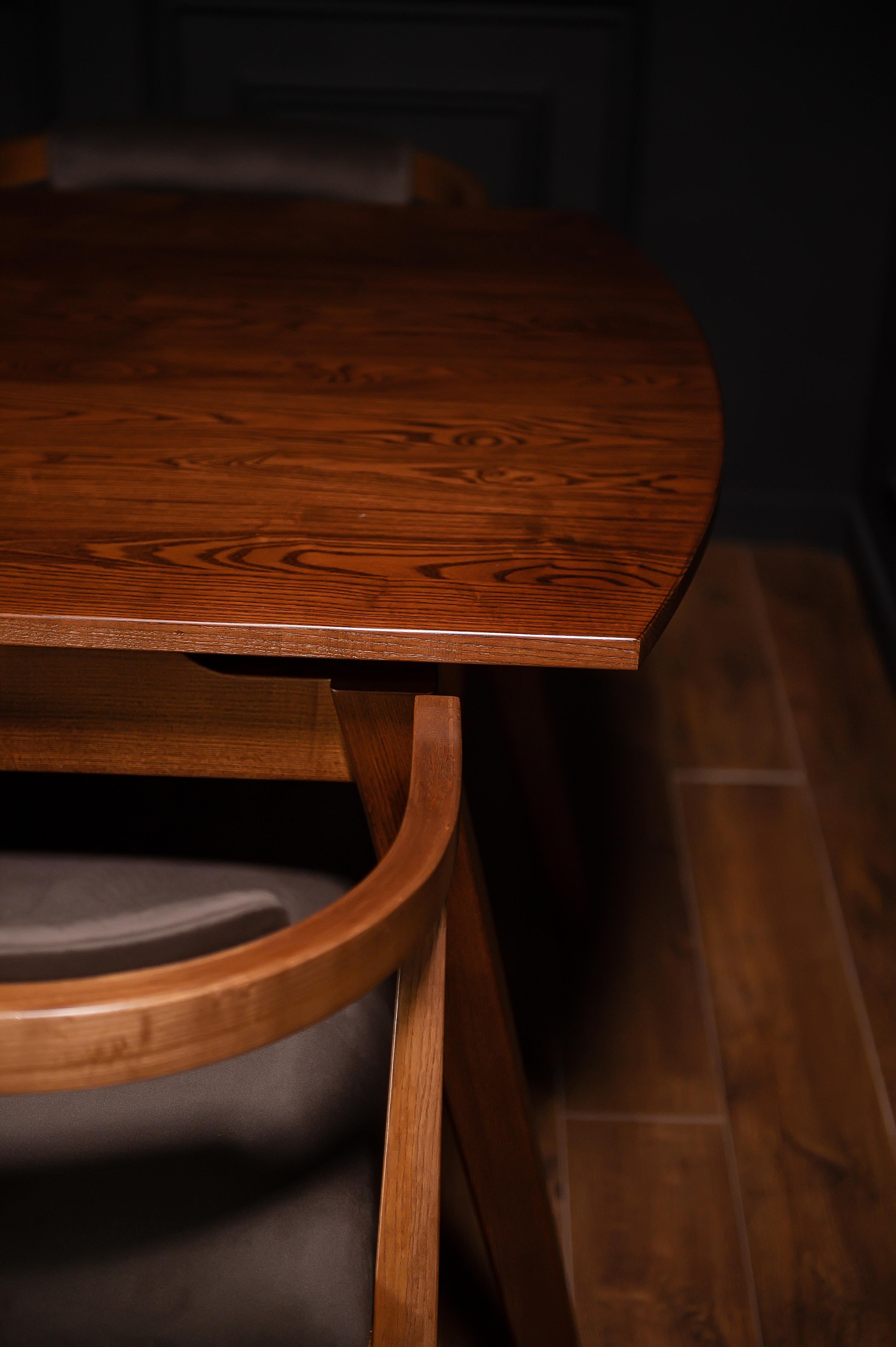 Table à manger Acline en bois massif brun en vente 5