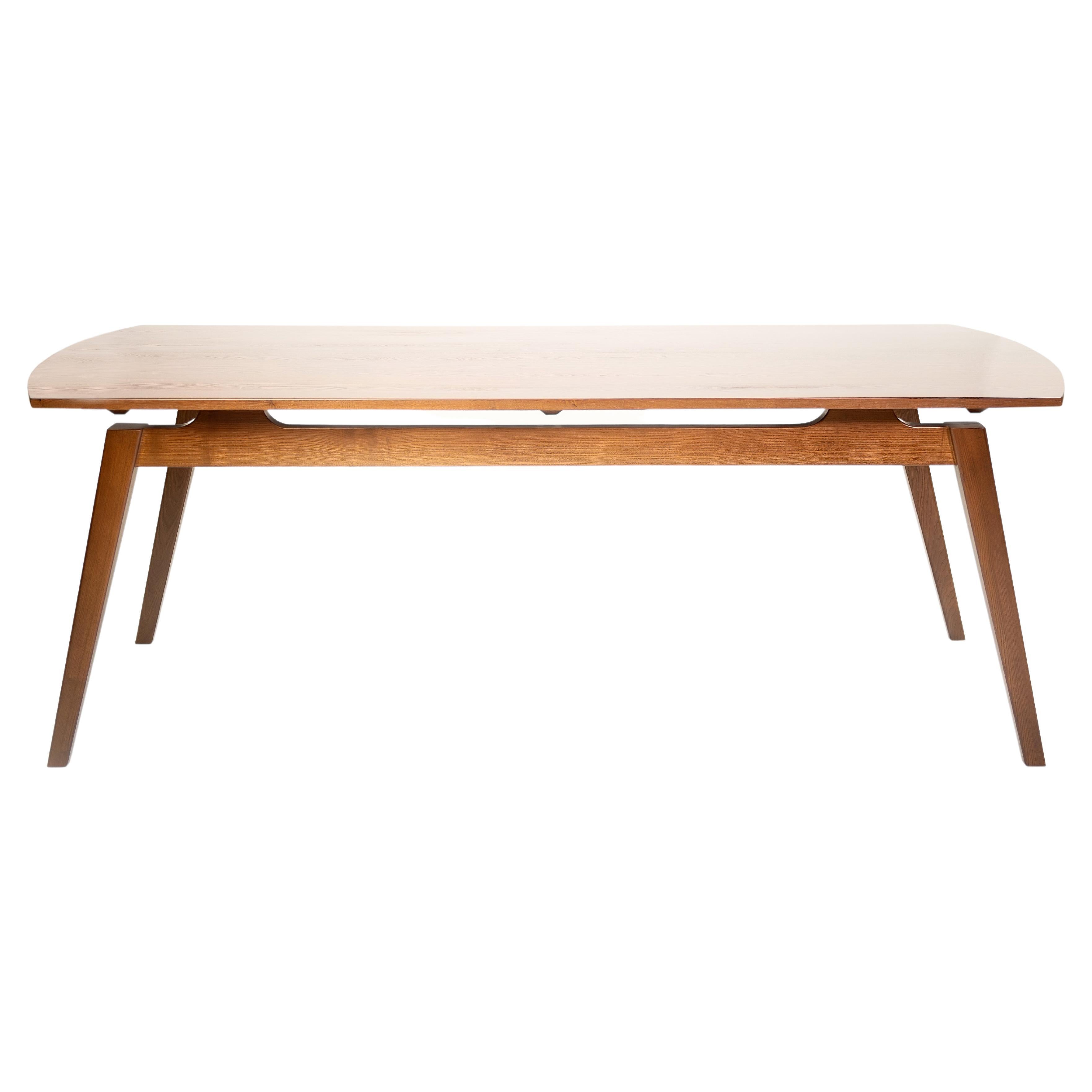 Acline Brown Solid Wood Dining Table For Sale