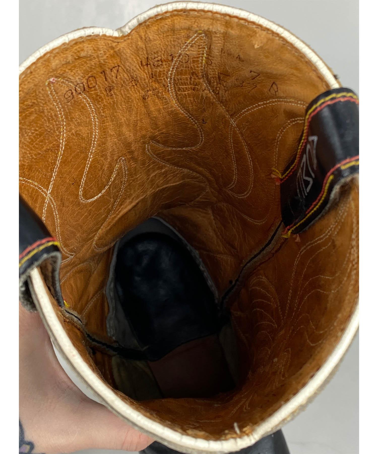 Acme Black Leather Eagle Cutout Cowboy Boots Vintage 1950's 4