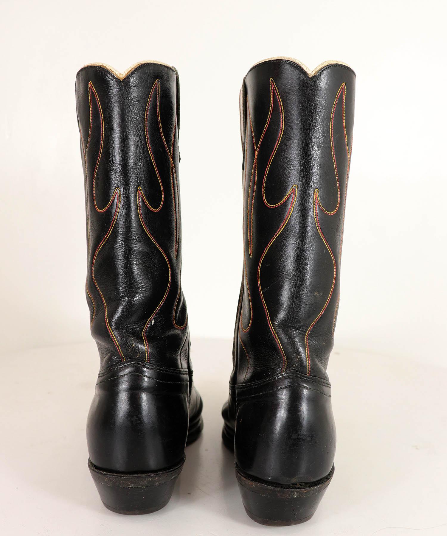 Acme Black Leather Eagle Cutout Cowboy Boots Vintage 1950's 1