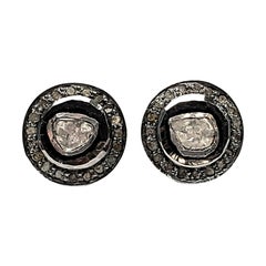Acme Jewelers Sterling Silver / 14 Karat Gold Rose Cut Diamond Earrings