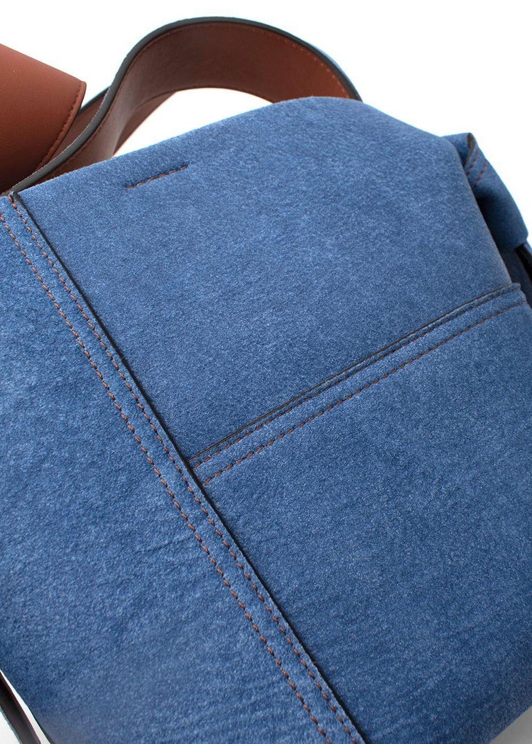 Acne Denim Blue Mini Patchwork Musubi Bag For Sale 6