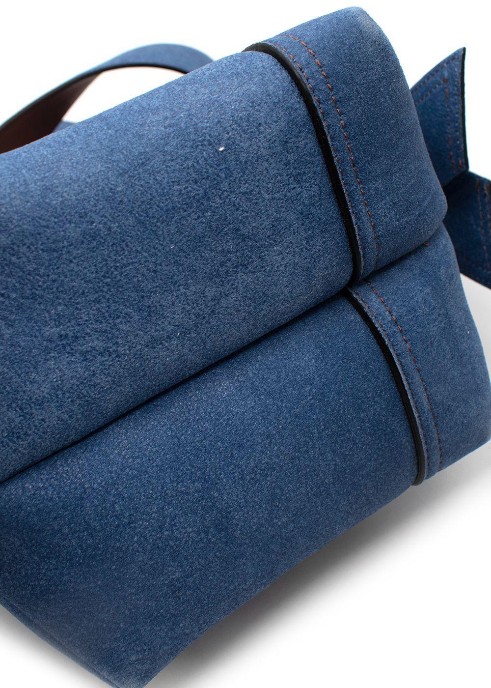 Women's Acne Denim Blue Mini Patchwork Musubi Bag For Sale