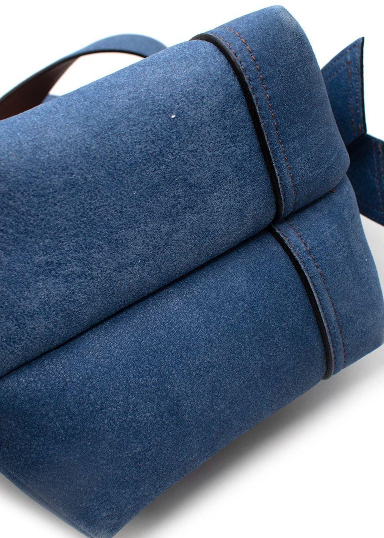 Acne Denim Blue Mini Patchwork Musubi Bag For Sale 3