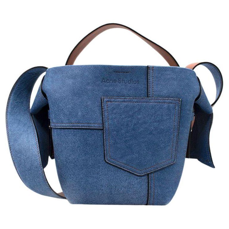 Acne Denim Blue Mini Patchwork Musubi Bag For Sale