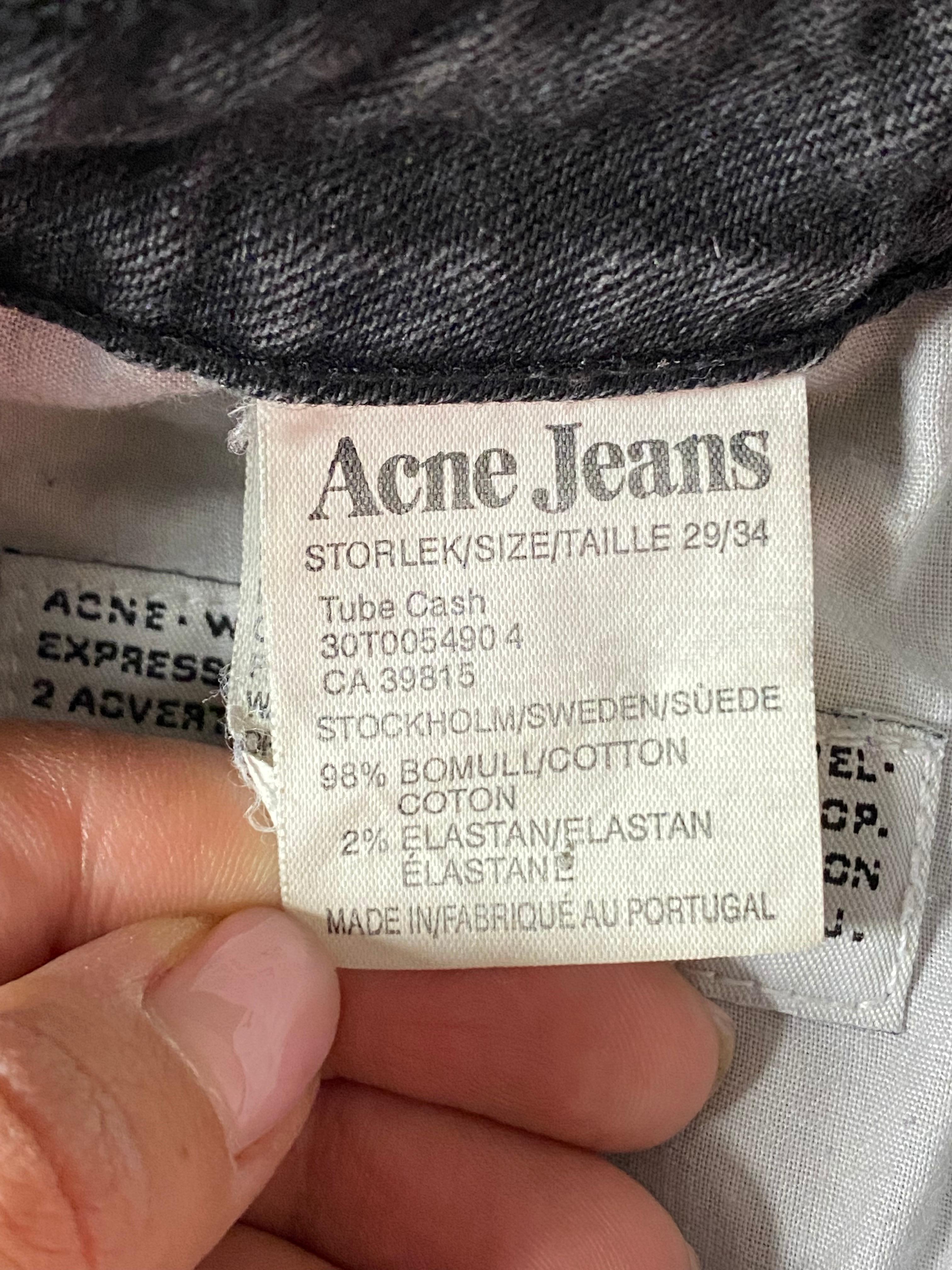 Women's Acne Jeans Grey Skinny Denim Pants, Size 29/ 34 For Sale