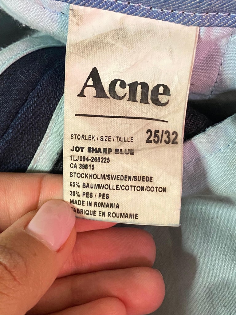 Acne Joy Sharp Blue Denim Jeans Hosen, Größe 25/32 im Angebot bei 1stDibs