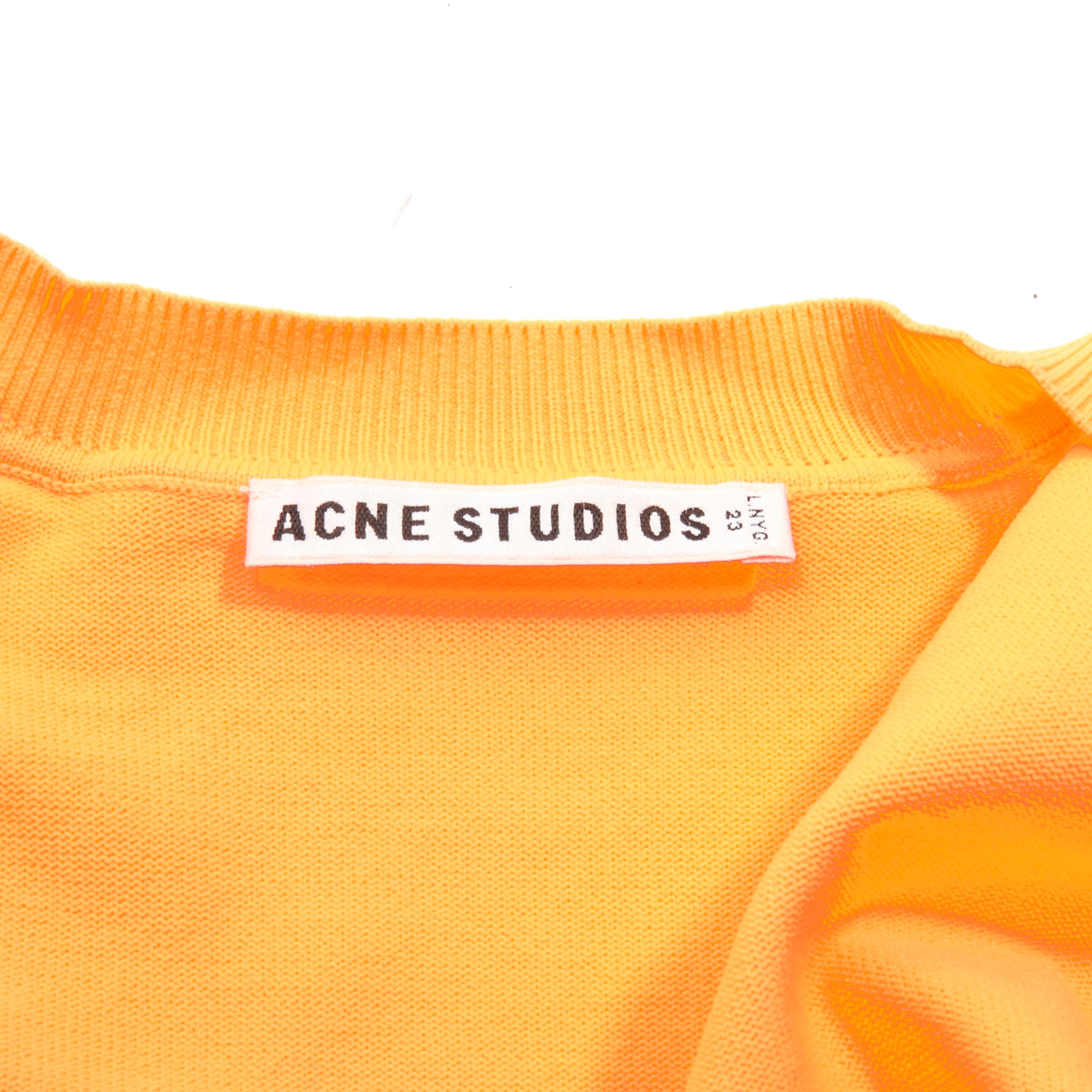 ACNE STUDIO neon orange perforated cropped cardigan sweater S For Sale 2