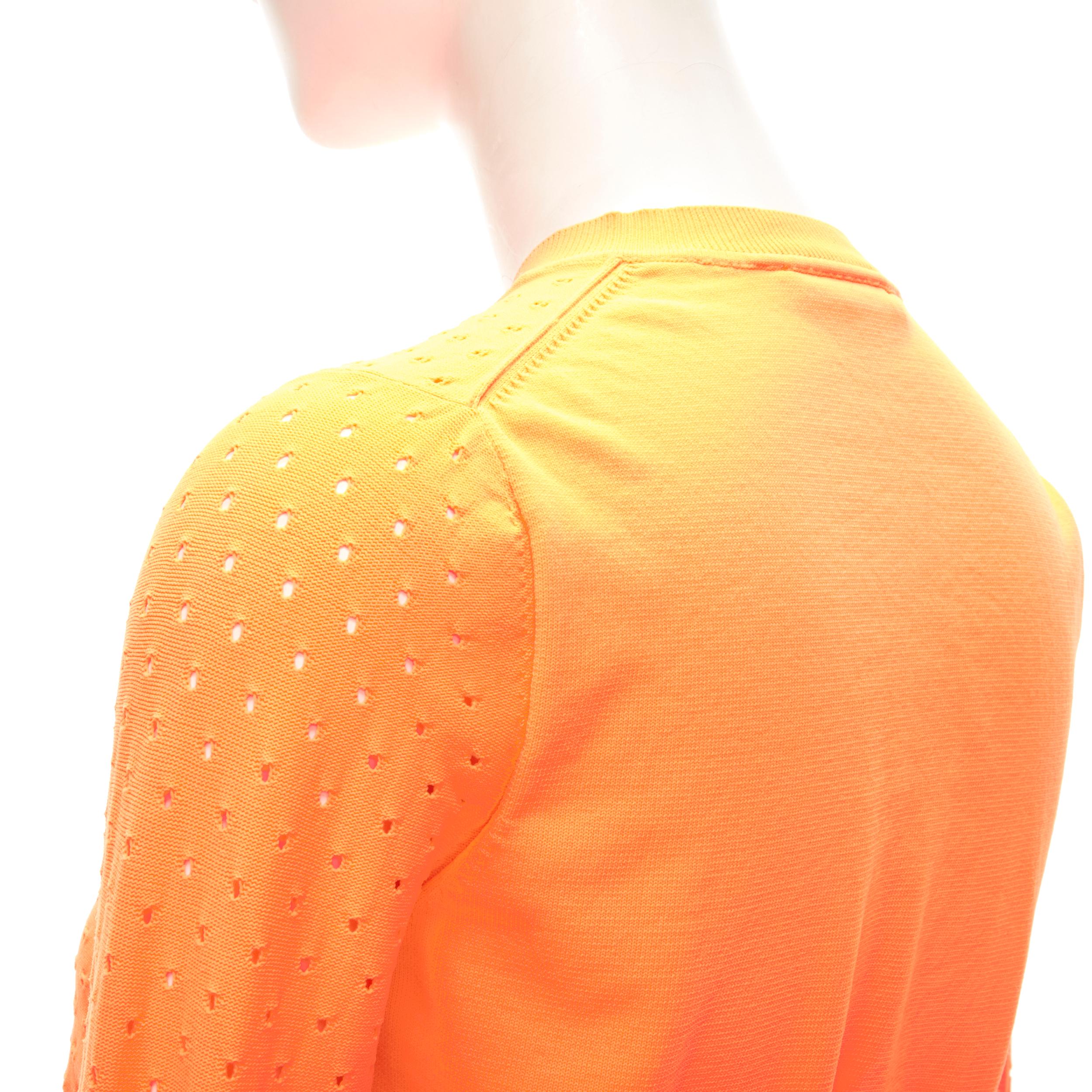 ACNE STUDIO neon orange perforated cropped cardigan sweater S For Sale 1
