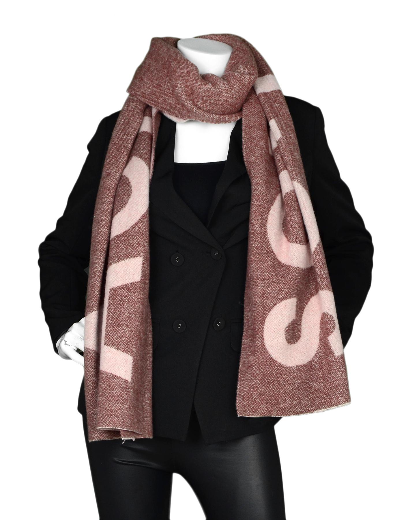 Brown Acne Studio Oblong Pink/Mauve Wool Scarf