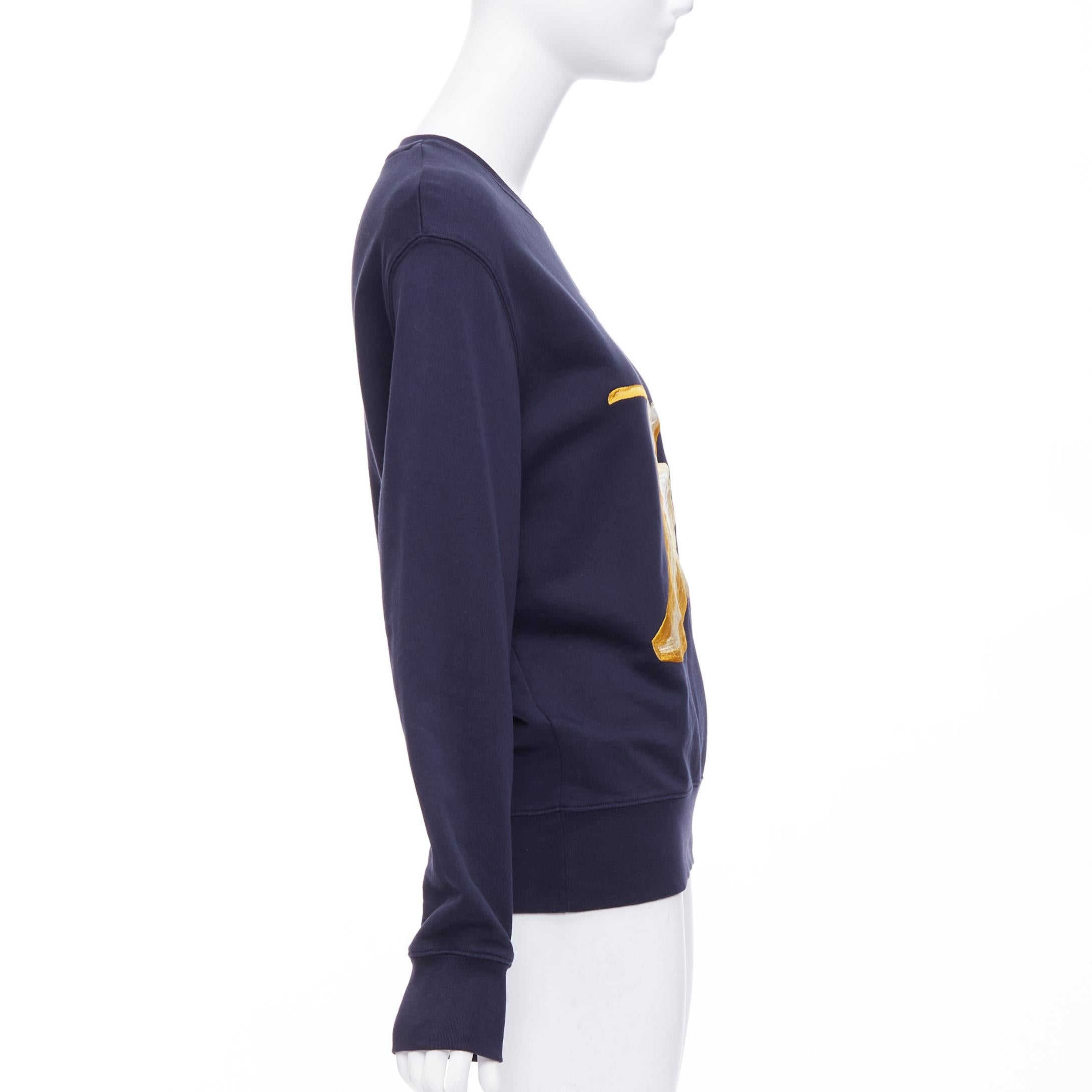 ACNE STUDIOS 10 CORSO COMO banana embroidery logo navy sweater S In Excellent Condition In Hong Kong, NT