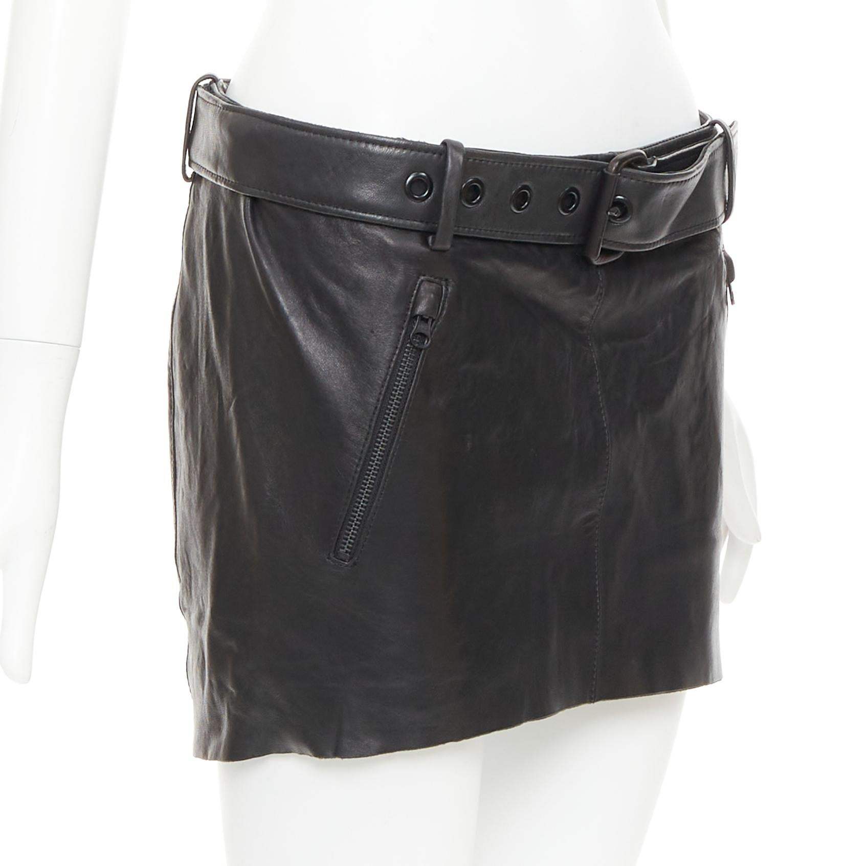 Nero ACNE STUDIOS 2011 Mimi gonna asimmetrica in pelle d'agnello bottalata nera FR36 S in vendita