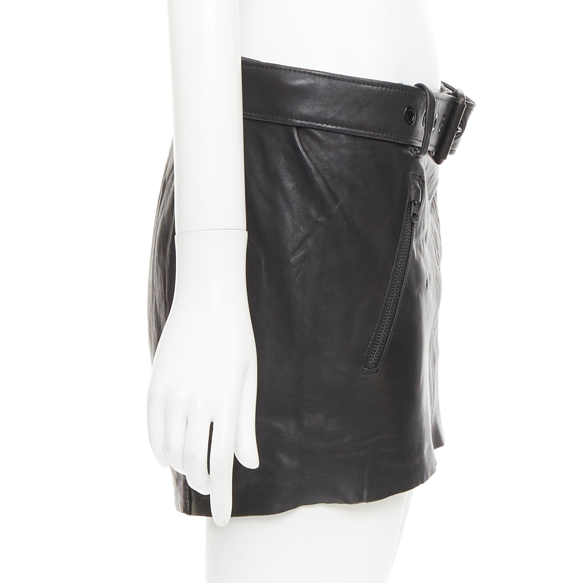 ACNE STUDIOS 2011 Mimi gonna asimmetrica in pelle d'agnello bottalata nera FR36 S In condizioni Nuovo in vendita a Hong Kong, NT