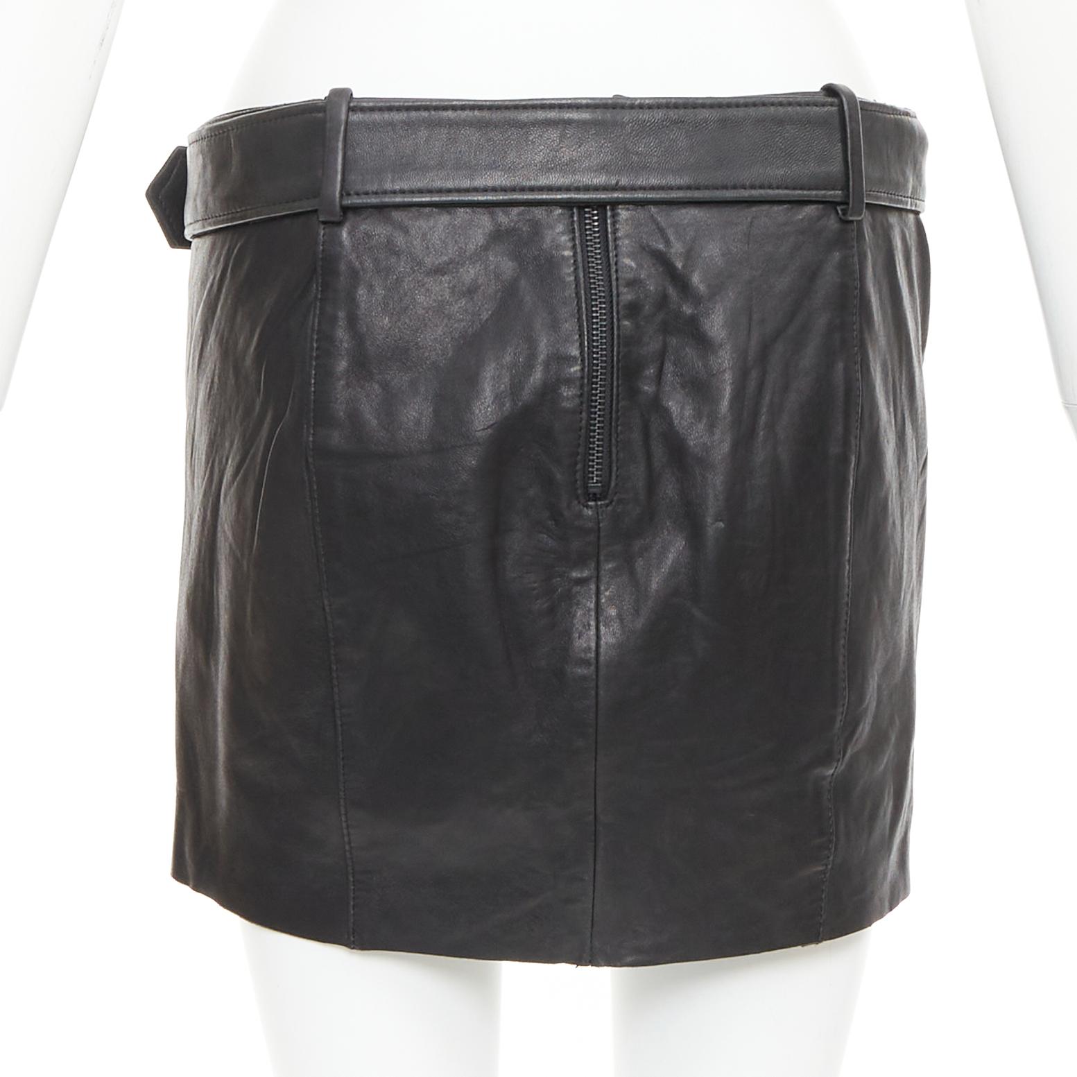 Donna ACNE STUDIOS 2011 Mimi gonna asimmetrica in pelle d'agnello bottalata nera FR36 S in vendita