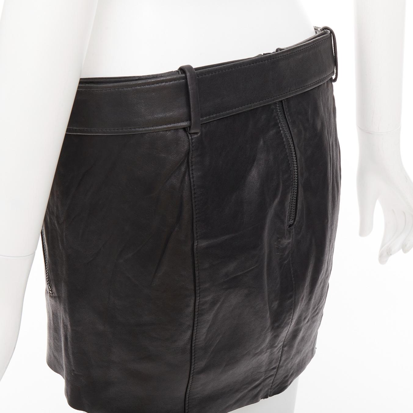 ACNE STUDIOS 2011 Mimi gonna asimmetrica in pelle d'agnello bottalata nera FR36 S in vendita 2