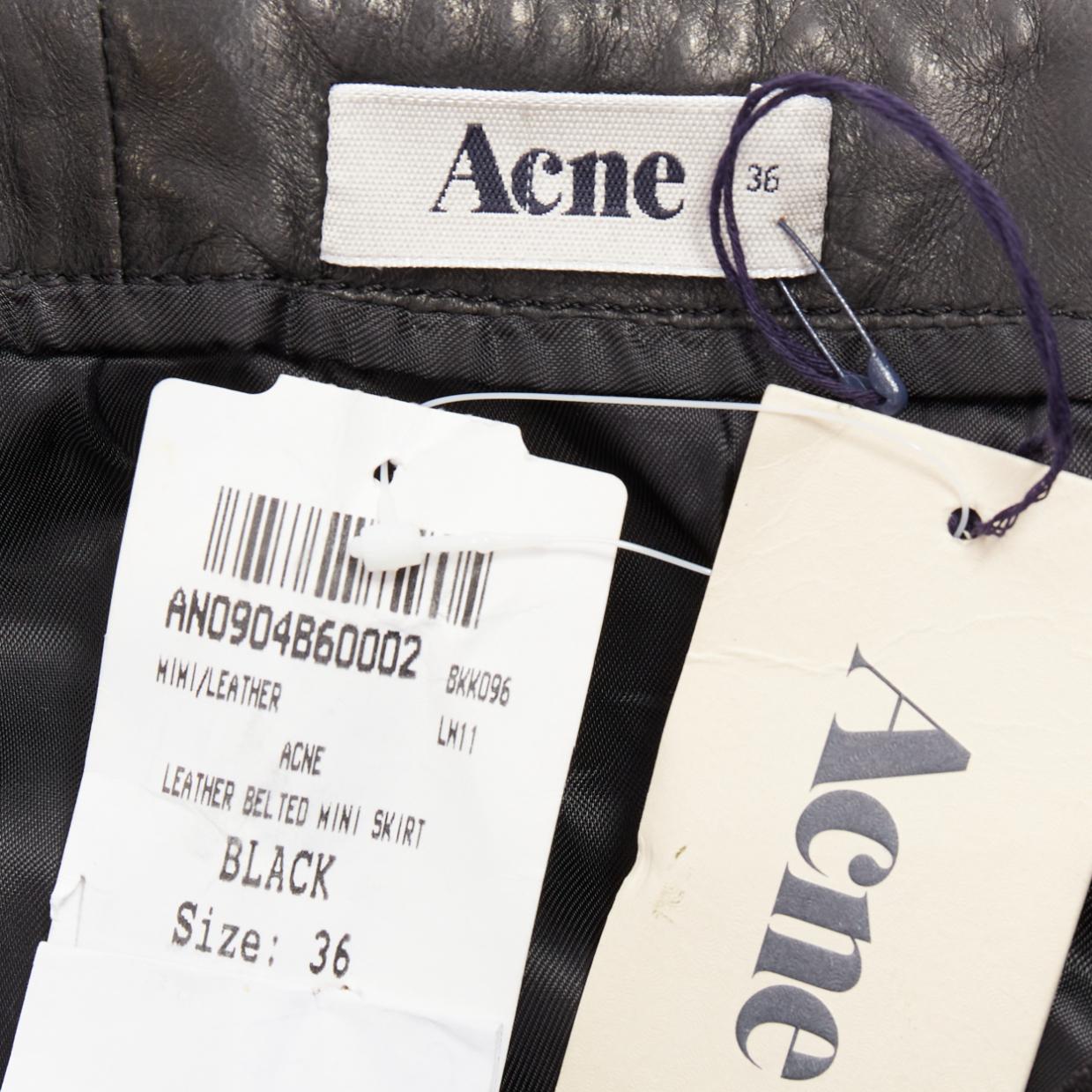ACNE STUDIOS 2011 Mimi gonna asimmetrica in pelle d'agnello bottalata nera FR36 S in vendita 3