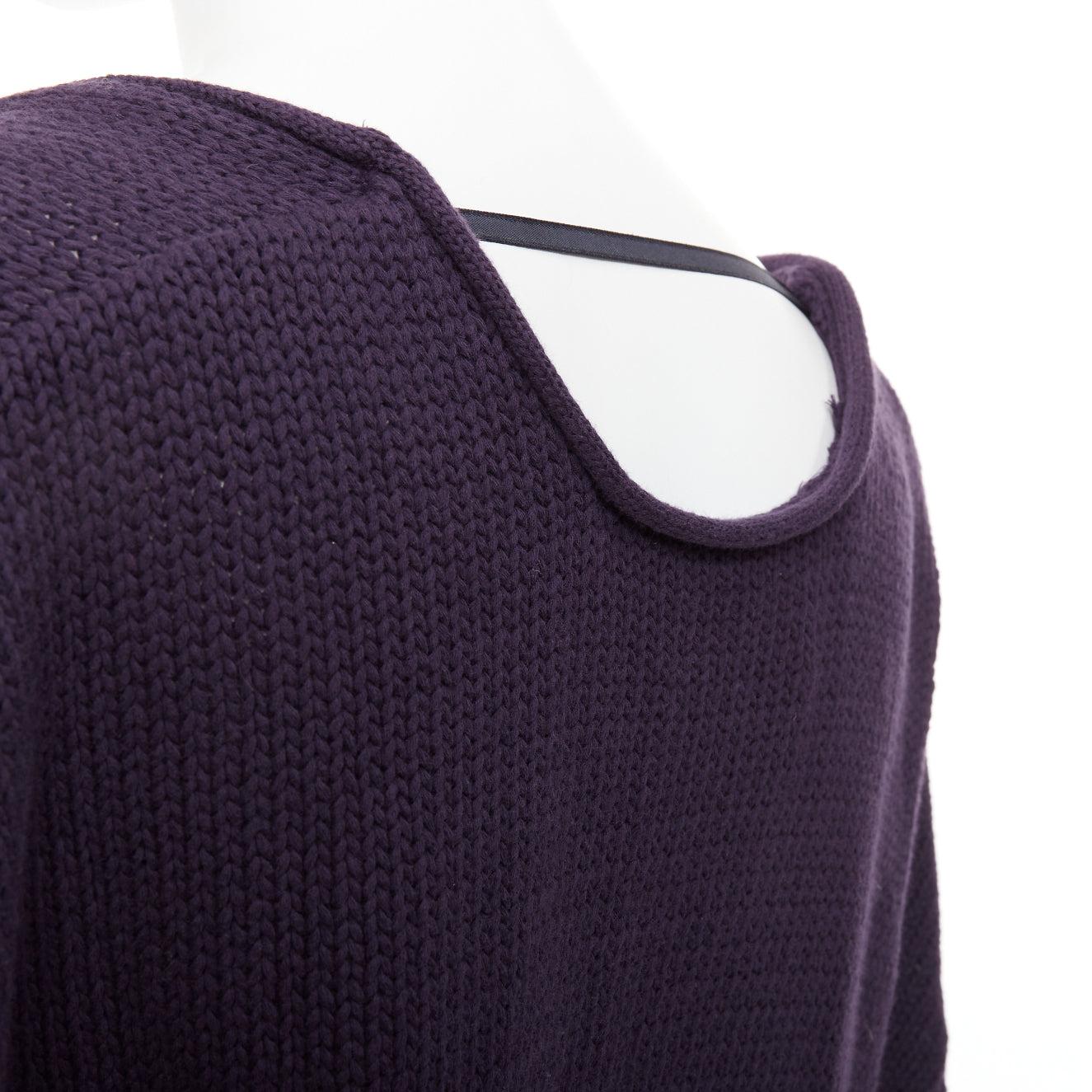 ACNE STUDIOS 2011 Pull en coton marine à large encolure dégagée et fermeture éclair en cuir XS en vente 2