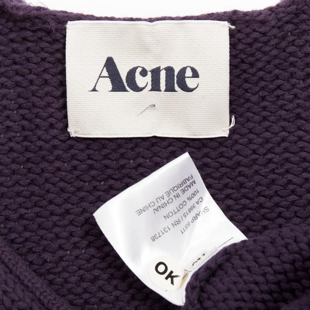 ACNE STUDIOS 2011 Pull en coton marine à large encolure dégagée et fermeture éclair en cuir XS en vente 3