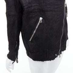 ACNE STUDIOS 2011 Velocite black shearling silver zip oversized biker FR34 XS