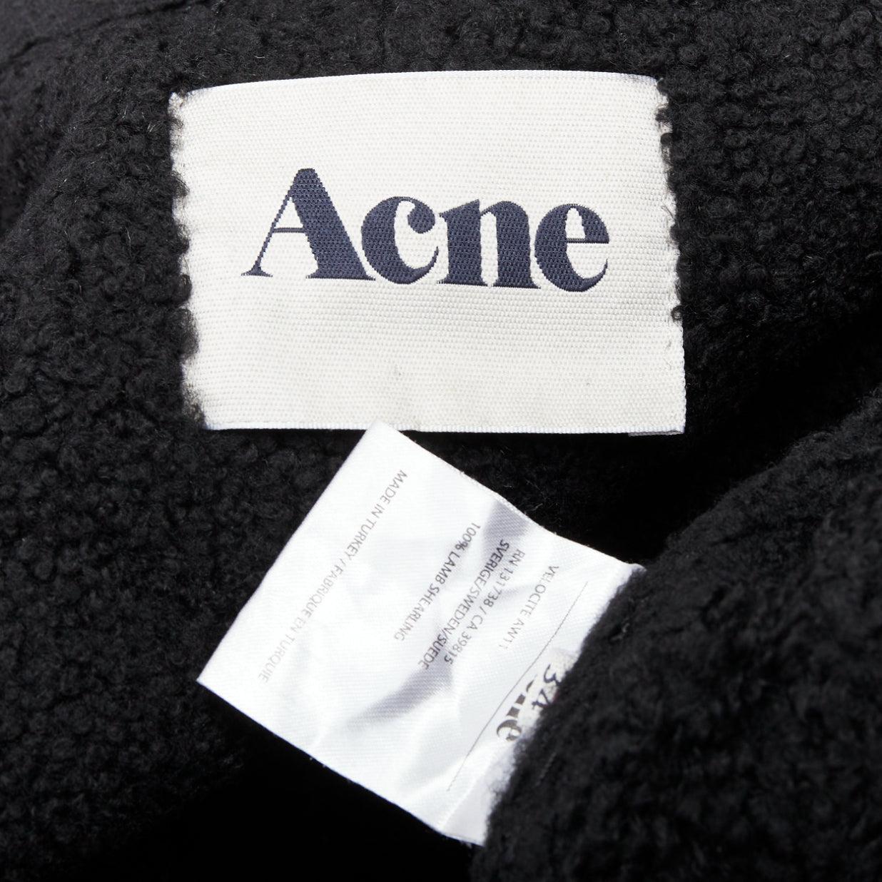ACNE STUDIOS 2011 Velocite nero shearling argento zip oversize biker FR34 XS in vendita 4