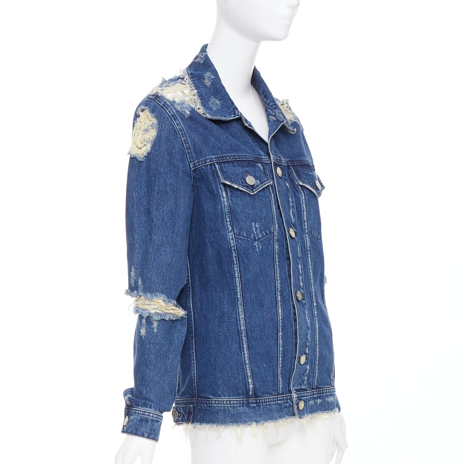 ACNE STUDIOS 2012 Fever Torn giacca in denim strappato blu tagliata FR34 XS In condizioni ottime in vendita a Hong Kong, NT
