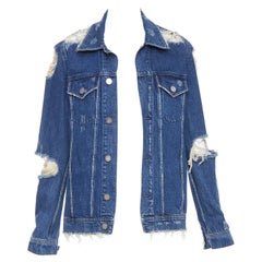 ACNE STUDIOS 2012 Fever Torn blau distressed denim cut out Jacke FR34 XS