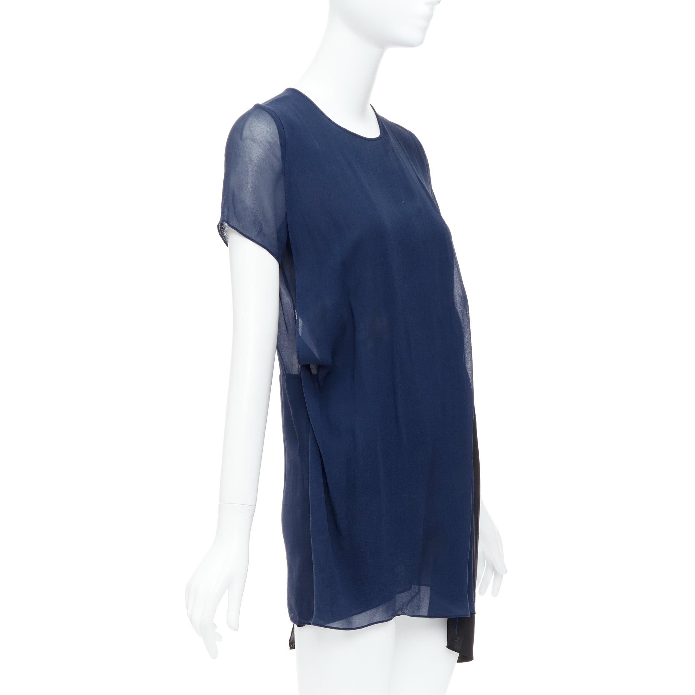 Purple ACNE STUDIOS 2013 Paloma black navy bicolor drape dress FR34 XS For Sale