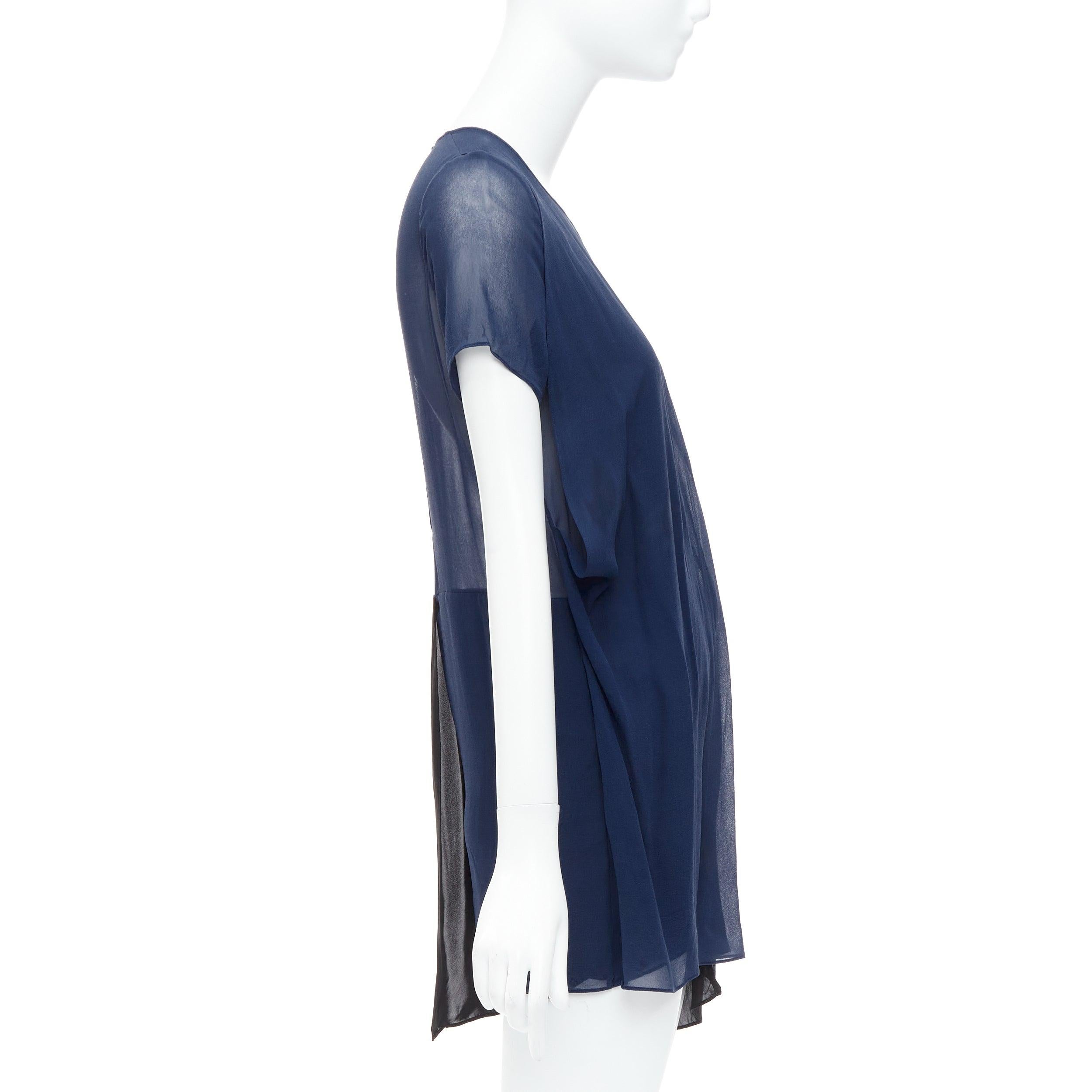 ACNE STUDIOS 2013 Paloma black navy bicolor drape dress FR34 XS In Good Condition For Sale In Hong Kong, NT