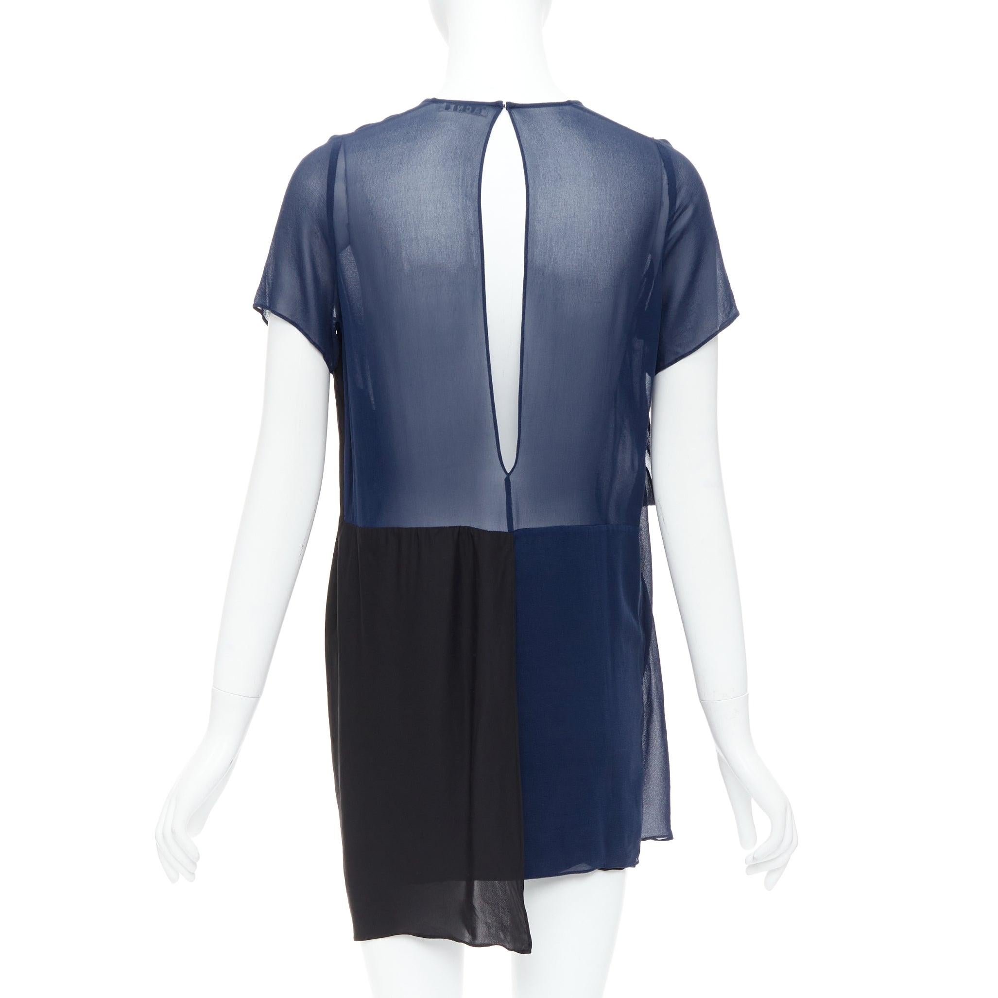 Women's ACNE STUDIOS 2013 Paloma black navy bicolor drape dress FR34 XS For Sale