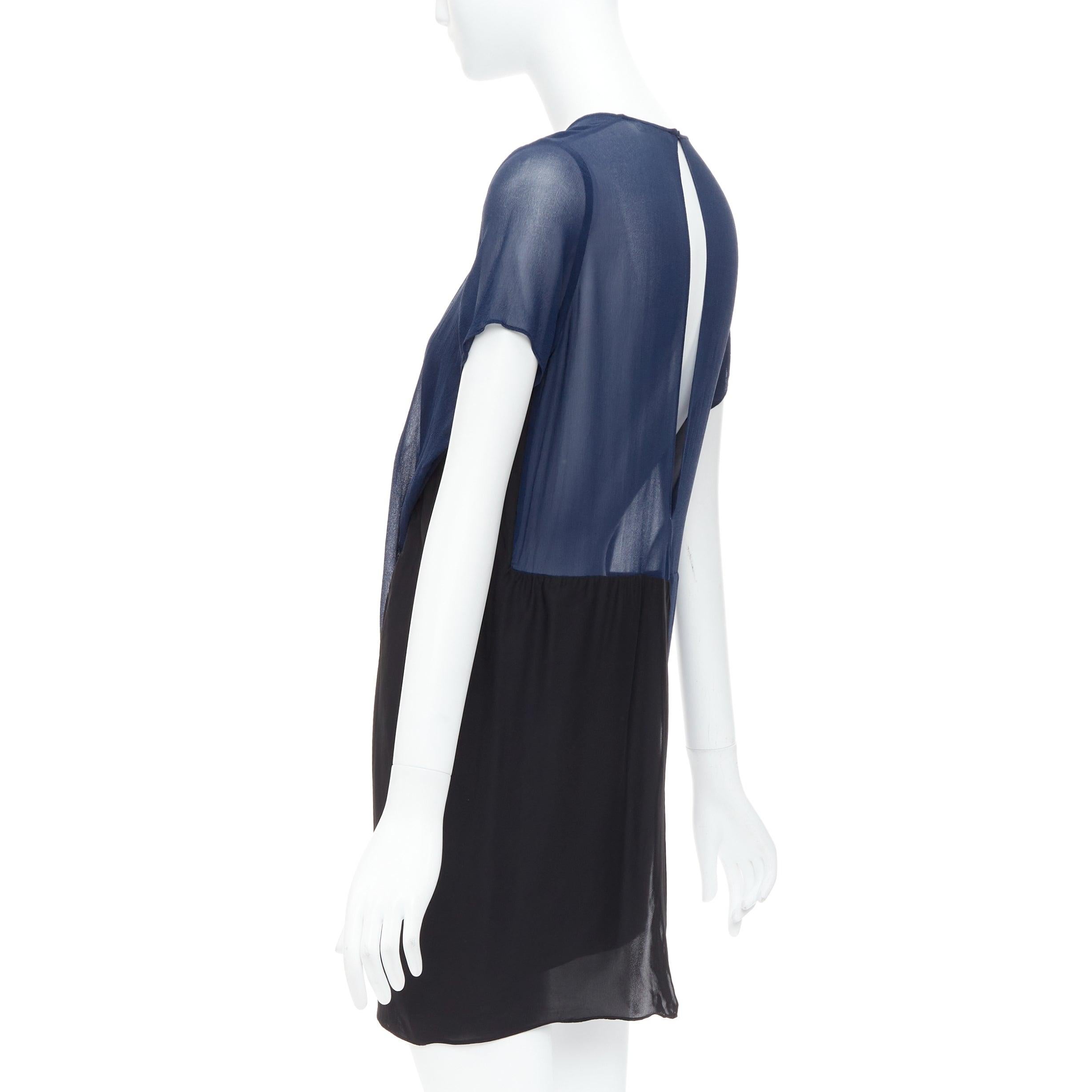 ACNE STUDIOS 2013 Paloma black navy bicolor drape dress FR34 XS For Sale 1