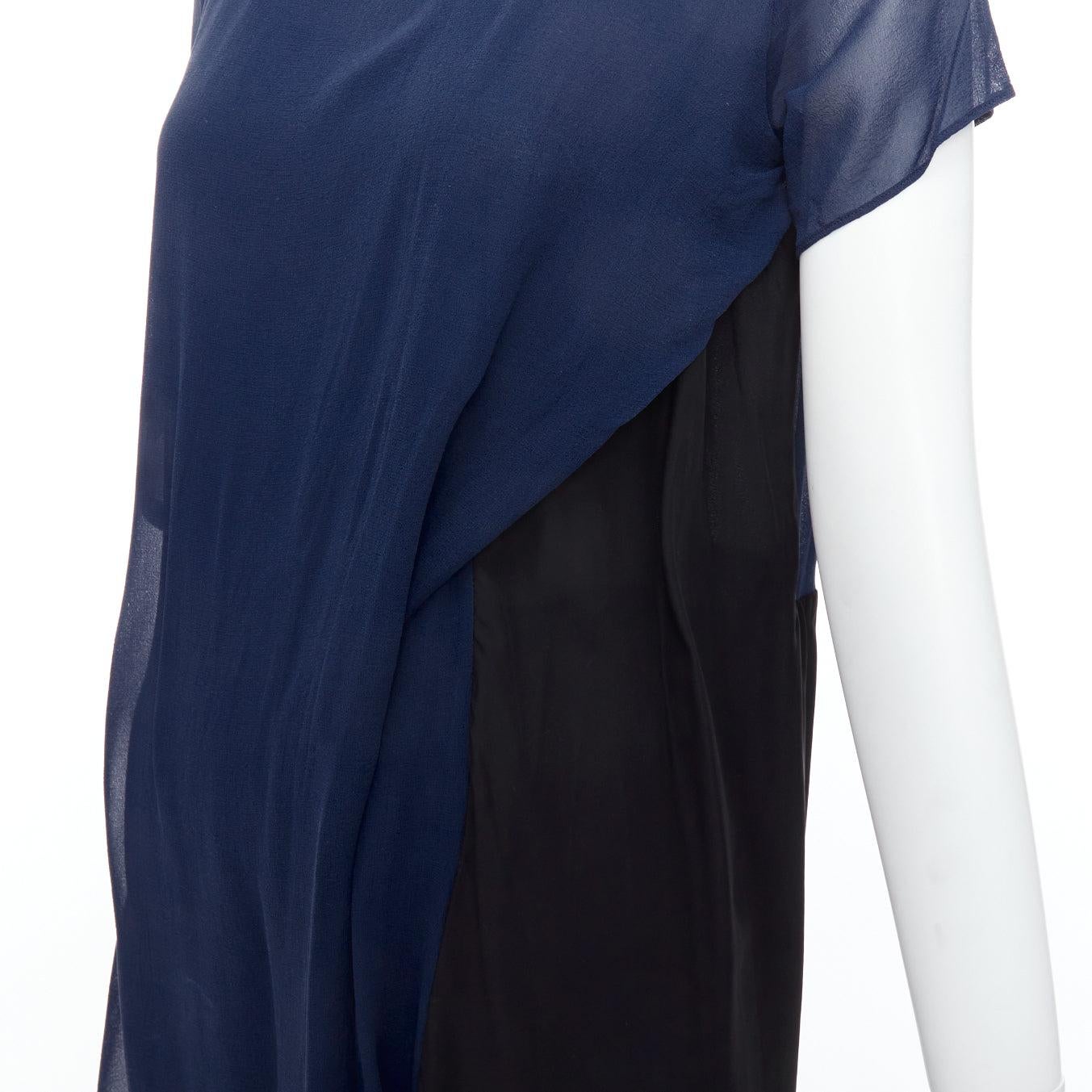 ACNE STUDIOS 2013 Paloma black navy bicolor drape dress FR34 XS For Sale 2