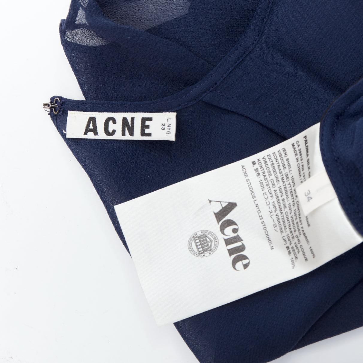 ACNE STUDIOS 2013 Paloma black navy bicolor drape dress FR34 XS For Sale 3