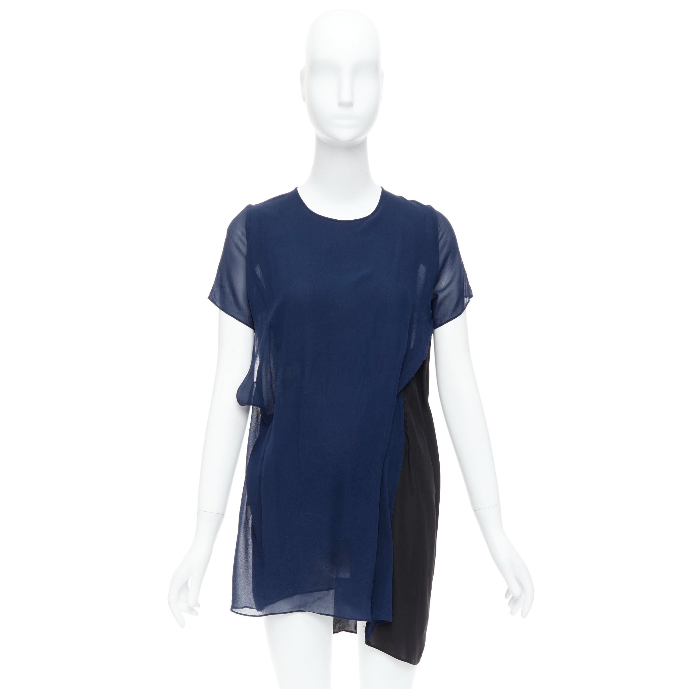 ACNE STUDIOS 2013 Paloma black navy bicolor drape dress FR34 XS For Sale 4