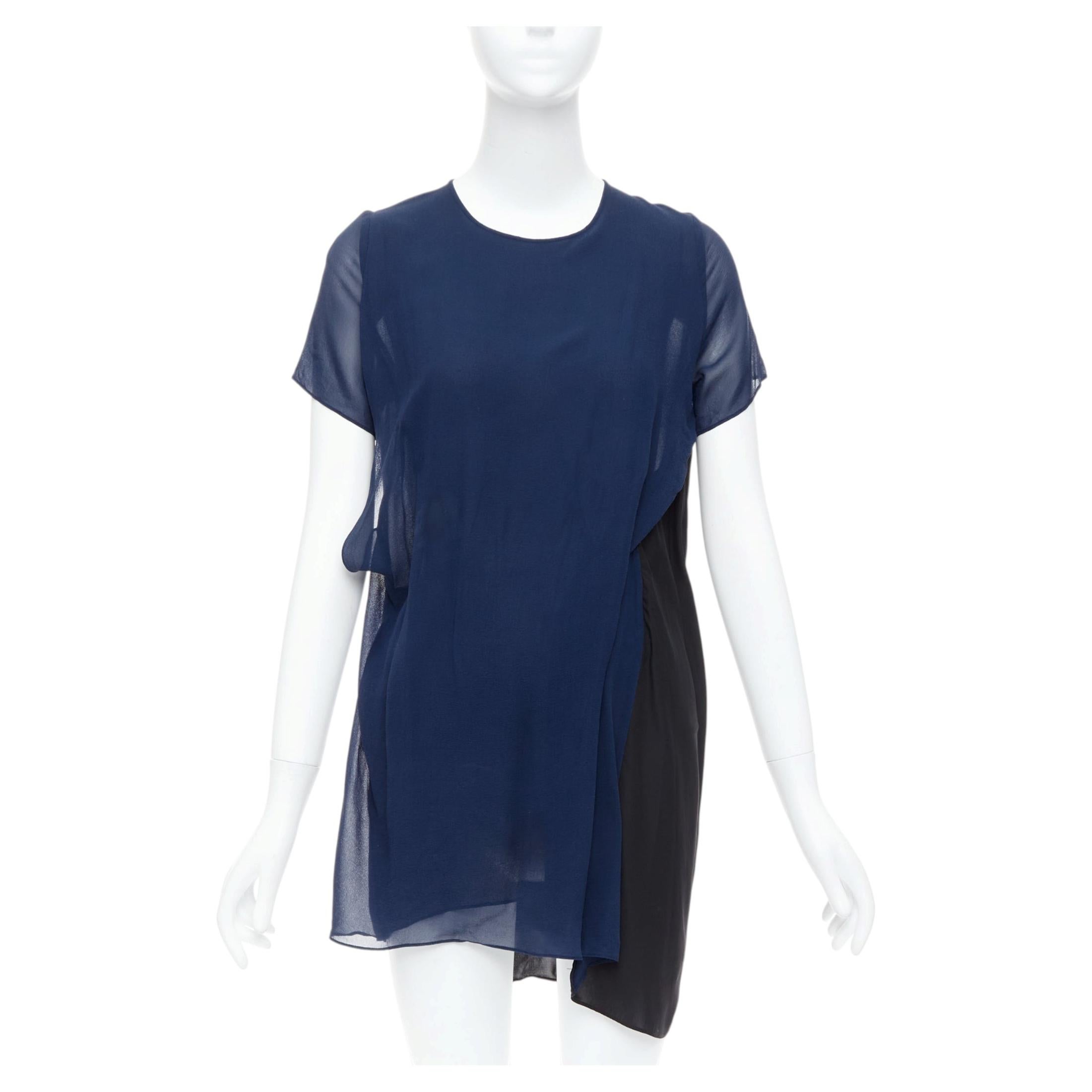 ACNE STUDIOS 2013 Paloma vestido drapeado negro marino bicolor FR34 XS en venta