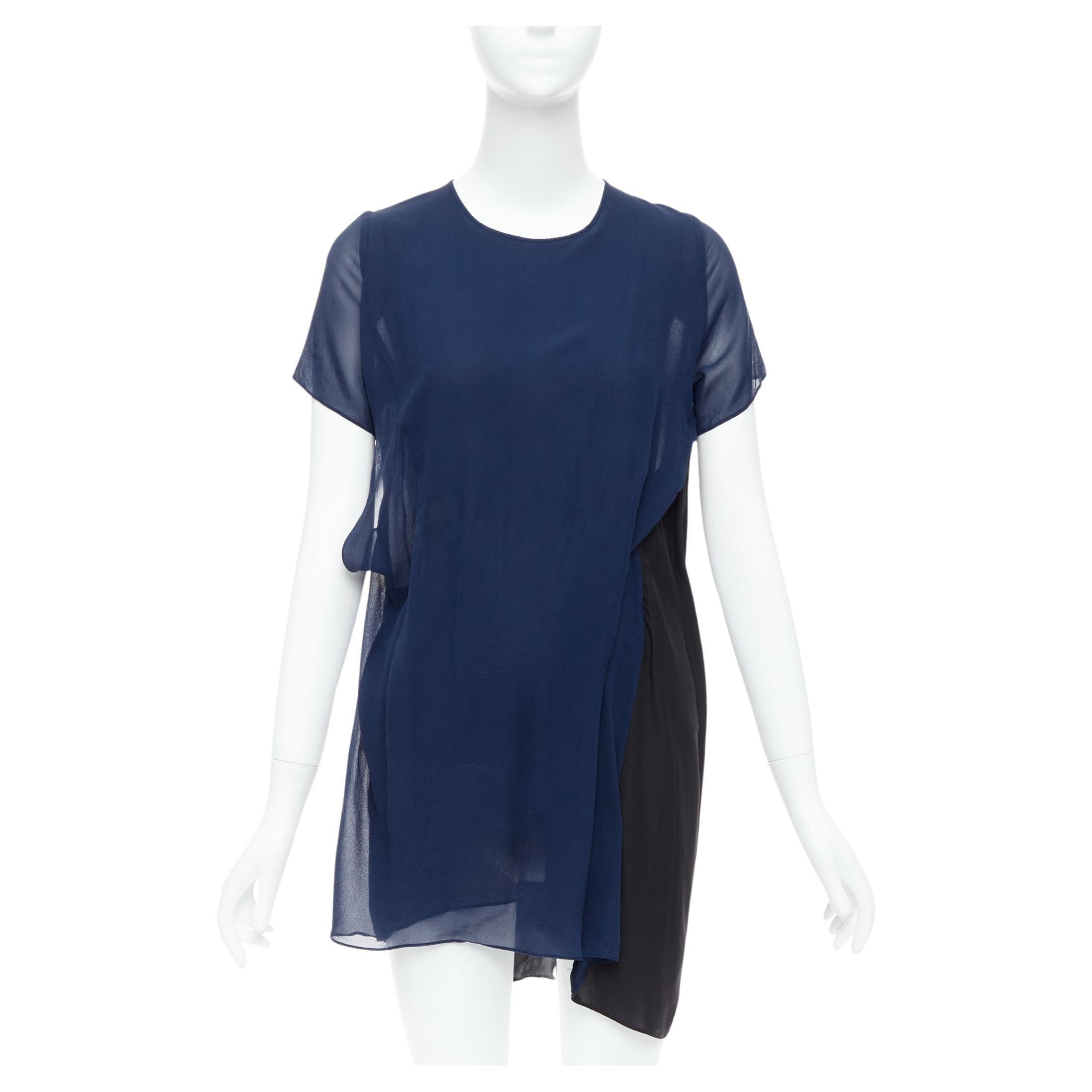 ACNE STUDIOS 2013 Paloma black navy bicolor drape dress FR34 XS For Sale