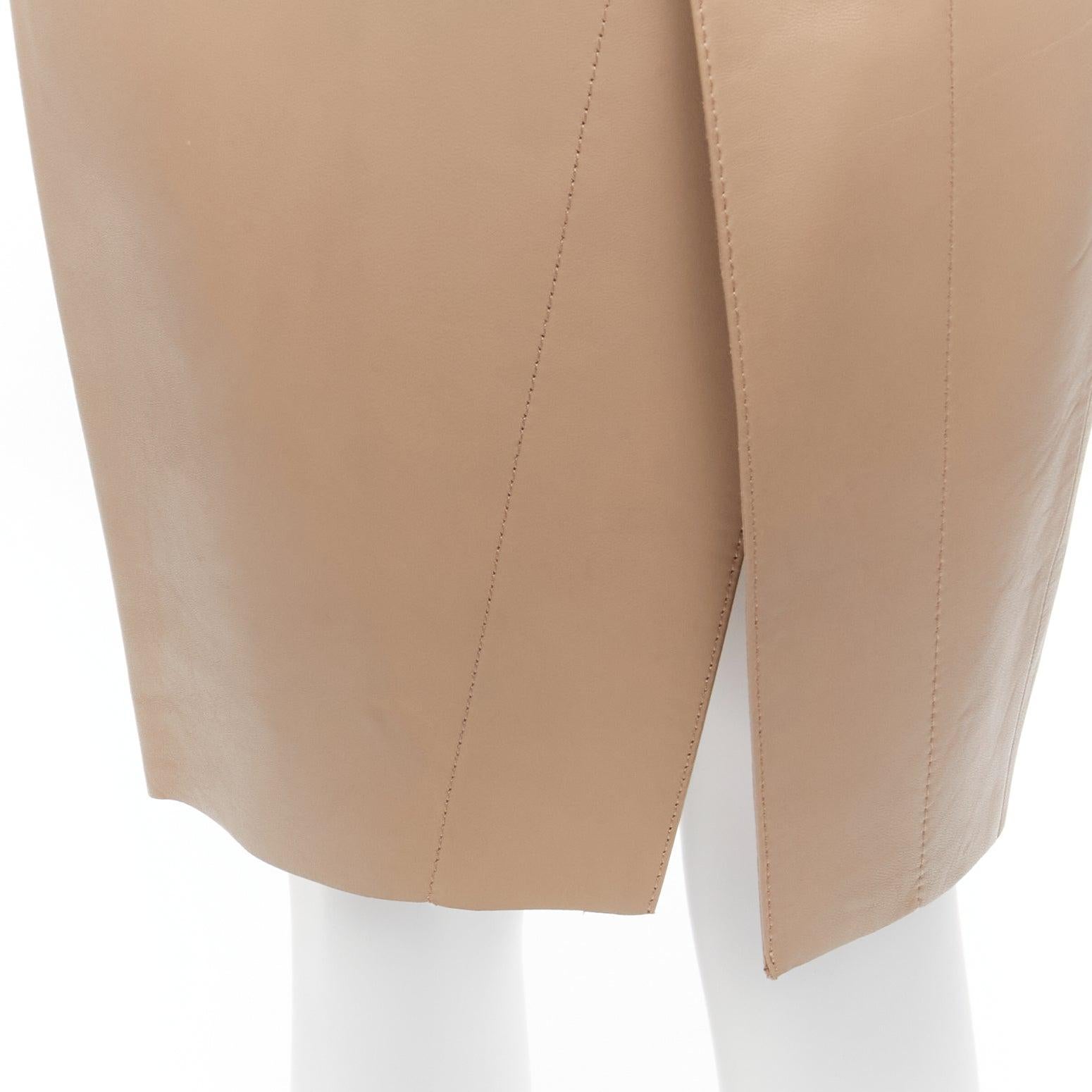 ACNE STUDIOS 2014 beige calf leather minimalistic split front skirt FR34 XS
Reference: SNKO/A00306
Brand: Acne Studios
Collection: AW2014
Material: Calfskin Leather
Color: Beige
Pattern: Solid
Closure: Zip Fly
Lining: White Fabric
Extra Details: