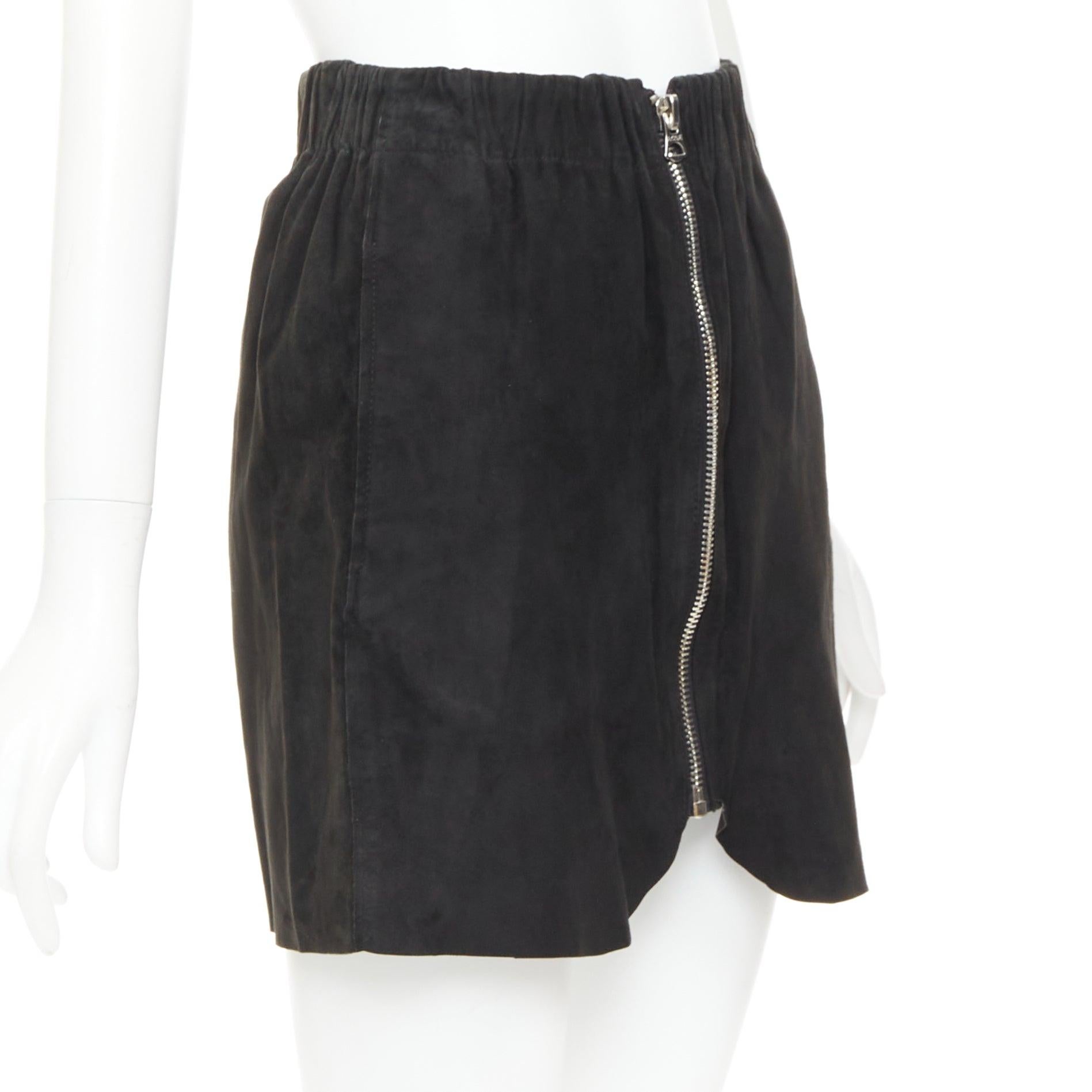 ACNE STUDIOS 2014 Mina falda con cremallera frontal de piel de cordero negra FR34 XS Negro en venta