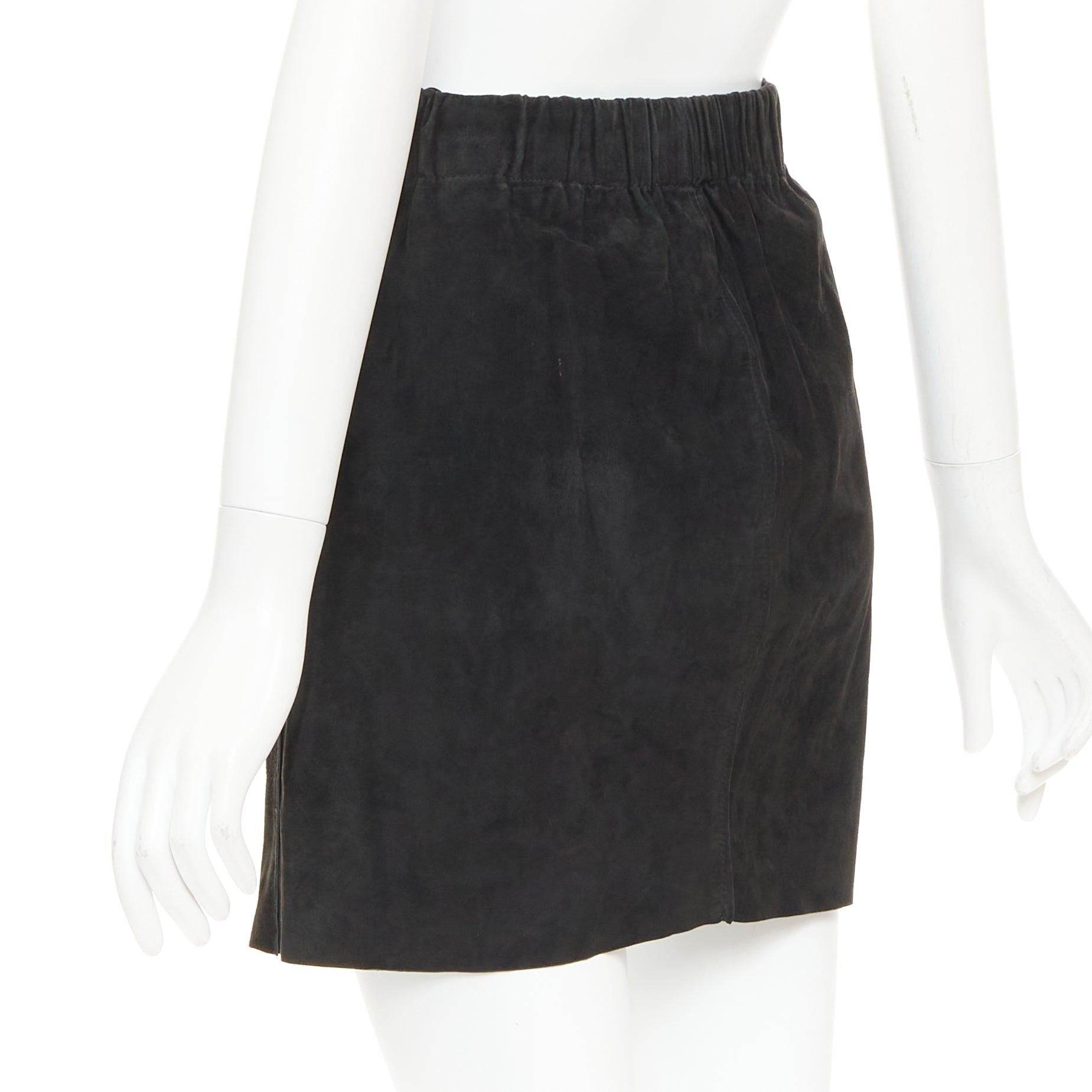 ACNE STUDIOS 2014 Mina falda con cremallera frontal de piel de cordero negra FR34 XS en venta 1