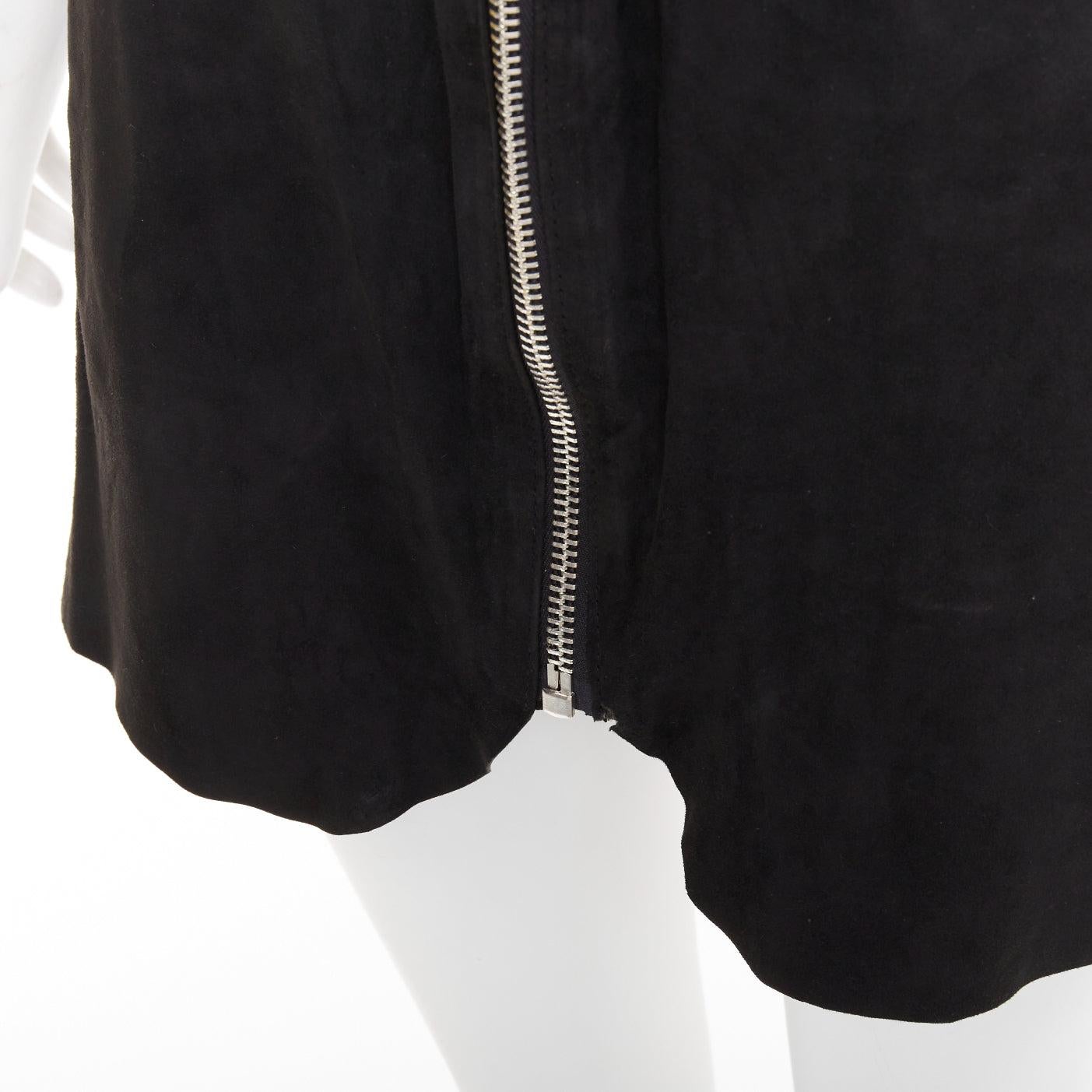 ACNE STUDIOS 2014 Mina falda con cremallera frontal de piel de cordero negra FR34 XS en venta 2