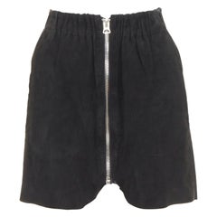 ACNE STUDIOS 2014 Minas jupe zippée en cuir d'agneau velours noir FR34 XS